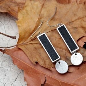 Silver Leather Earrings